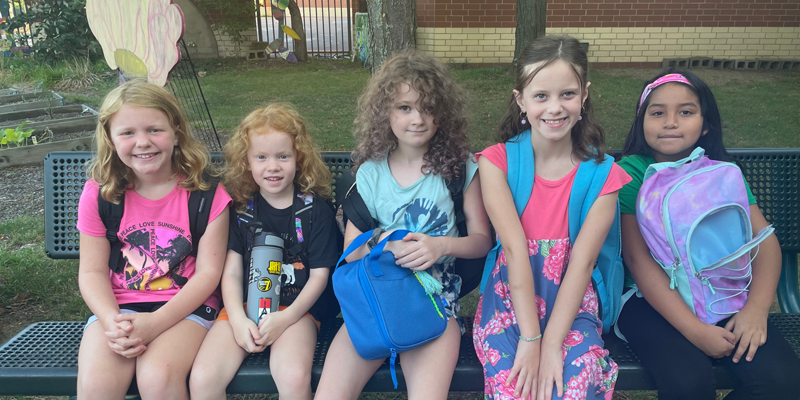 Five Dormont Elementary students on the first day of school